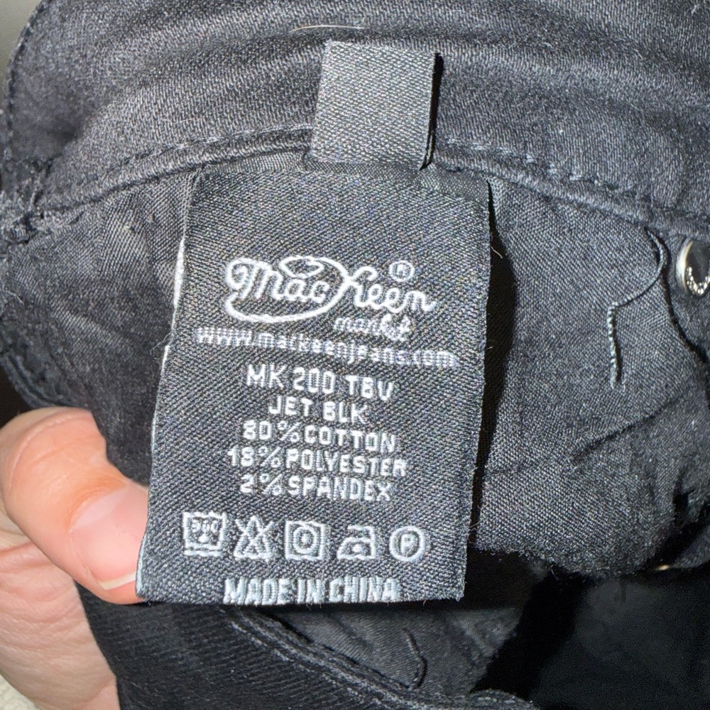 MacKeen MK 200 Jet Black Graphic Jeans Paint Drip Distressed Streetwear‎ - Picture 2 of 11